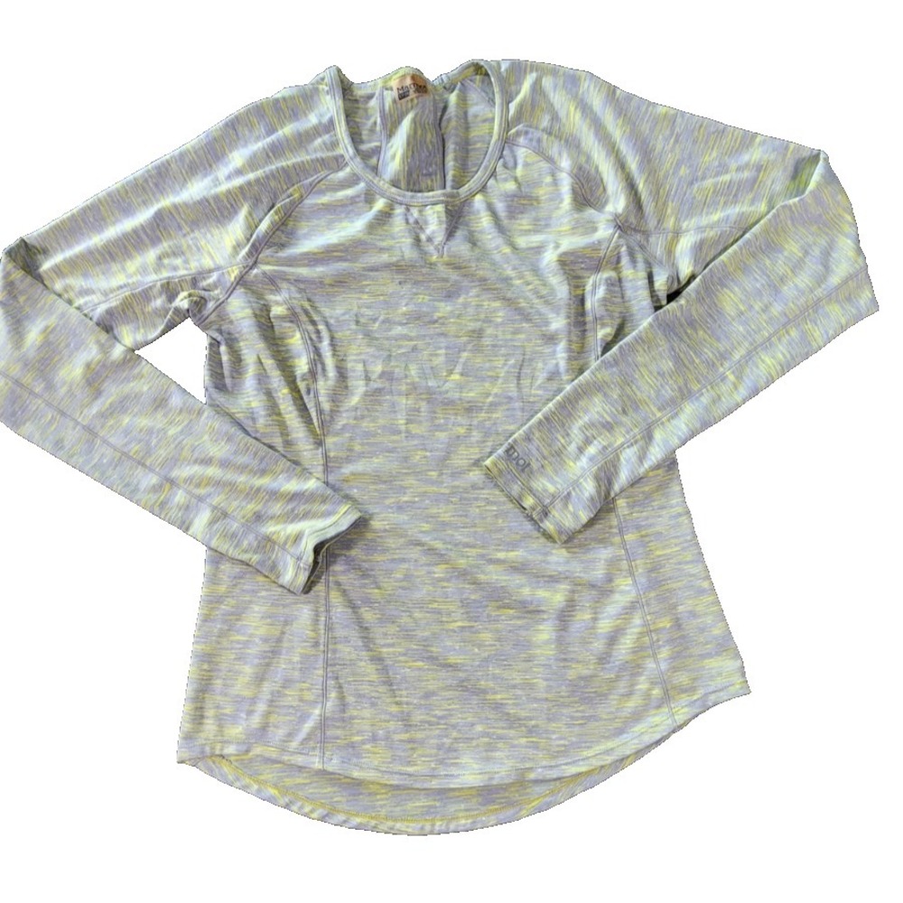 Marmot Womens Long‎ Sleeve Active Top Space Dye Lime Green Grey Small